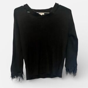 5/$25 Cato Black Feather Trim Top